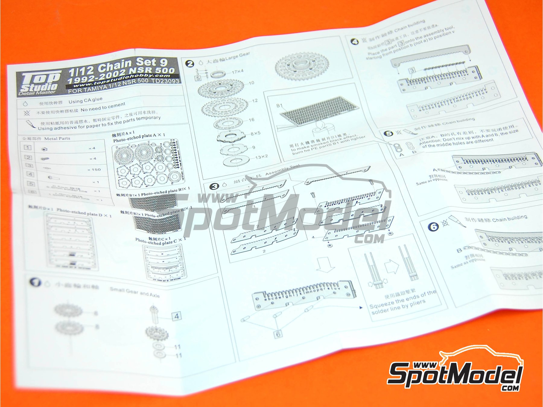 Image 5: Honda NSR500 - Campeonato del Mundo de Motociclismo 1992, 1993, 1994, 1995, 1996, 1997, 1998, 1999, 2000, 2001 y 2002 | Cadena en escala&nbsp;1/12 fabricado por Top Studio (ref.&nbsp;TD23093)