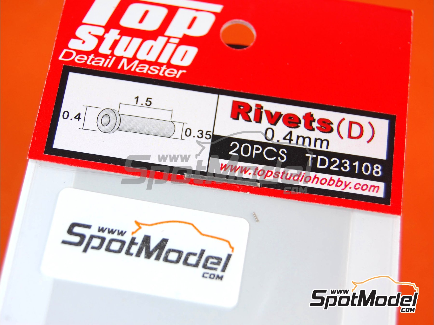 Image 2: Remaches con cabeza plana de 0.4mm | Remaches fabricado por Top Studio (ref. TD23108)