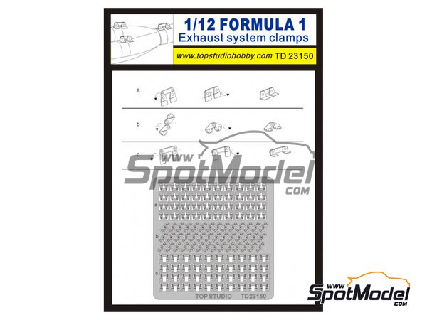 Image 1: Sujeciones para tubos de escape | Detalle en escala 1/12 fabricado por Top Studio (ref. TD23150)