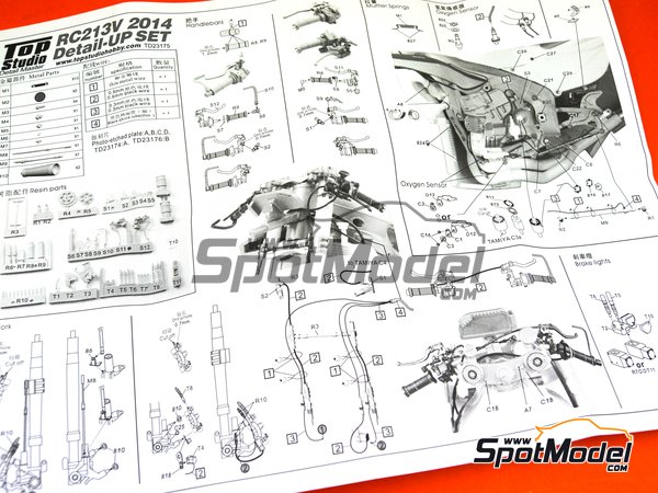 Image 16: Honda RC213V -  2014 | Set de mejora y detallado en escala&nbsp;1/12 fabricado por Top Studio (ref.&nbsp;TD23175)