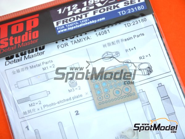 Image 3: Suzuki RGV-Gamma XR-89 - Motorcycle World Championship 1999 | Front fork set in 1/12 scale manufactured by Top Studio (ref.&nbsp;TD23180)