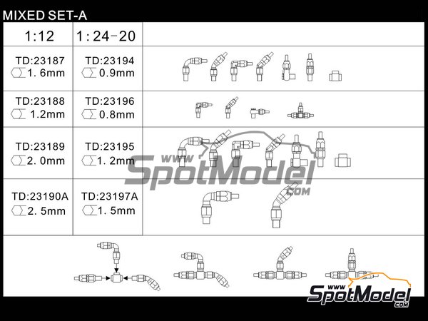 Image 2: Set de racores | R&aacute;cores en escala&nbsp;1/20 fabricado por Top Studio (ref.&nbsp;TD23185)
