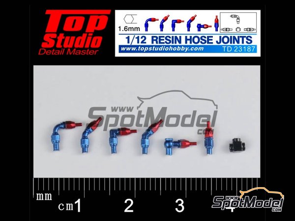 Image 1: Hose joints 1.6mm | Hose joints in 1/12 scale manufactured by Top Studio (ref.&nbsp;TD23187)