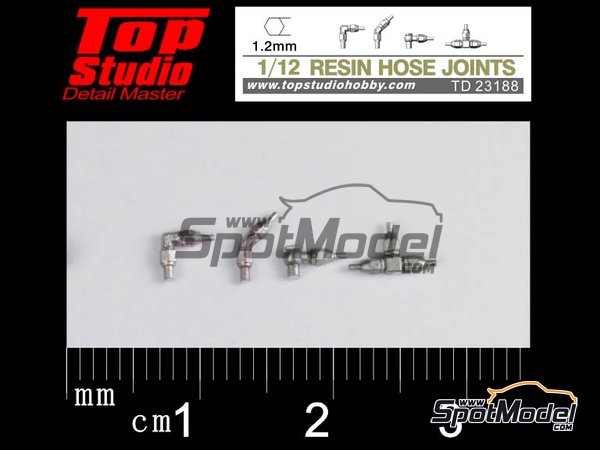 Image 1: Hose joints 1.2mm | Hose joints in 1/12 scale manufactured by Top Studio (ref. TD23188)