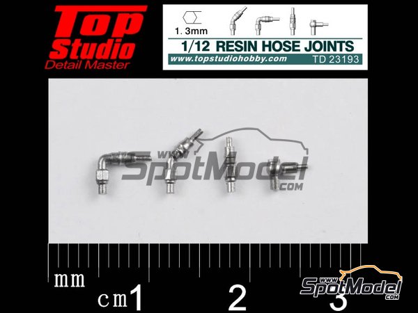 Image 1: Hose joints 1.3mm | Hose joints in 1/12 scale manufactured by Top Studio (ref. TD23193)