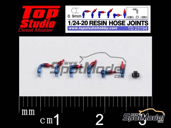 Image 1: Hose joints 0.9mm | Hose joints in 1/20 scale manufactured by Top Studio (ref.&nbsp;TD23194)
