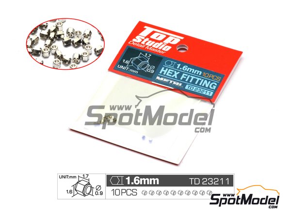 Image 1: Hex fitting 1.6mm for hydraulic pipe joints | Nuts manufactured by Top Studio (ref.&nbsp;TD23211)