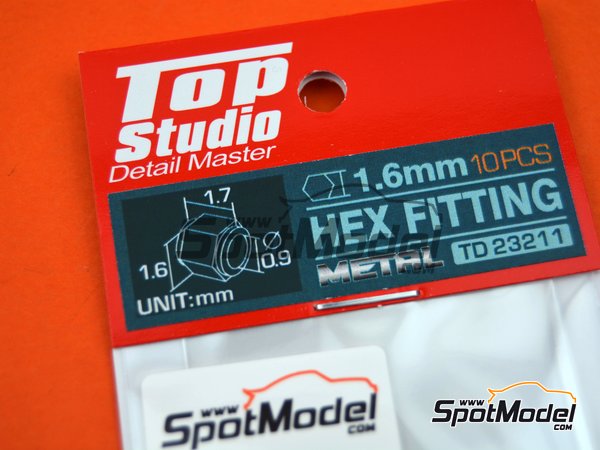 Image 4: Hex fitting 1.6mm for hydraulic pipe joints | Nuts manufactured by Top Studio (ref.&nbsp;TD23211)