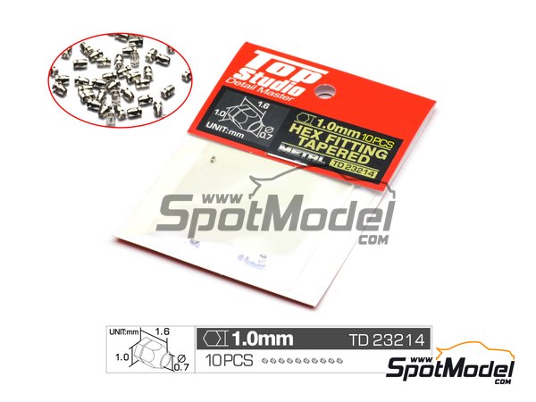 Image 1: Hex fitting tapered 1.0mm for hydraulic pipe joints | Nuts manufactured by Top Studio (ref.&nbsp;TD23214)