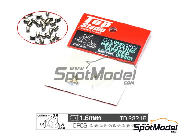 Image 1: Tuerca hexagonal achaflanada de 1.6mm para latiguillos | Tuercas fabricado por Top Studio (ref.&nbsp;TD23216)