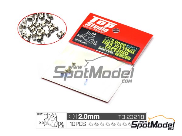 Image 1: Tuerca hexagonal achaflanada de 2.0mm para latiguillos | Tuercas fabricado por Top Studio (ref. TD23218)
