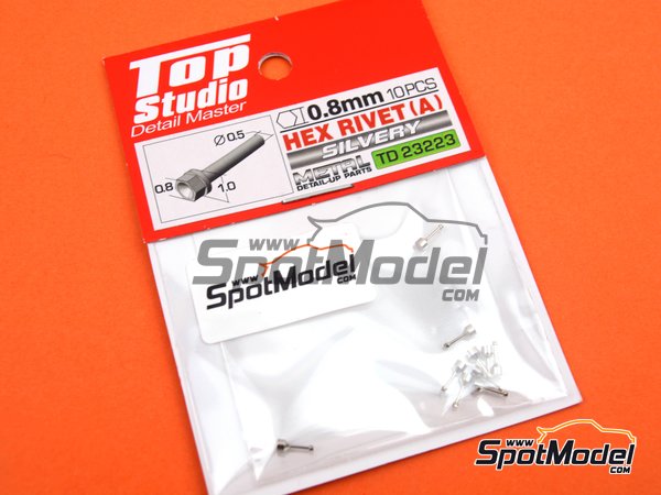 Top Studio: Nuts - Hex rivet 0.8 mm - 10 units (ref. TD23223) | SpotModel