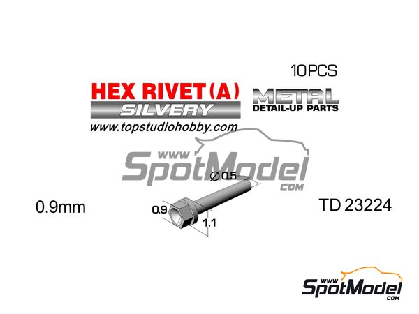 Top Studio: Nuts - Hex rivet 0.9 mm - 10 units (ref. TD23224) | SpotModel