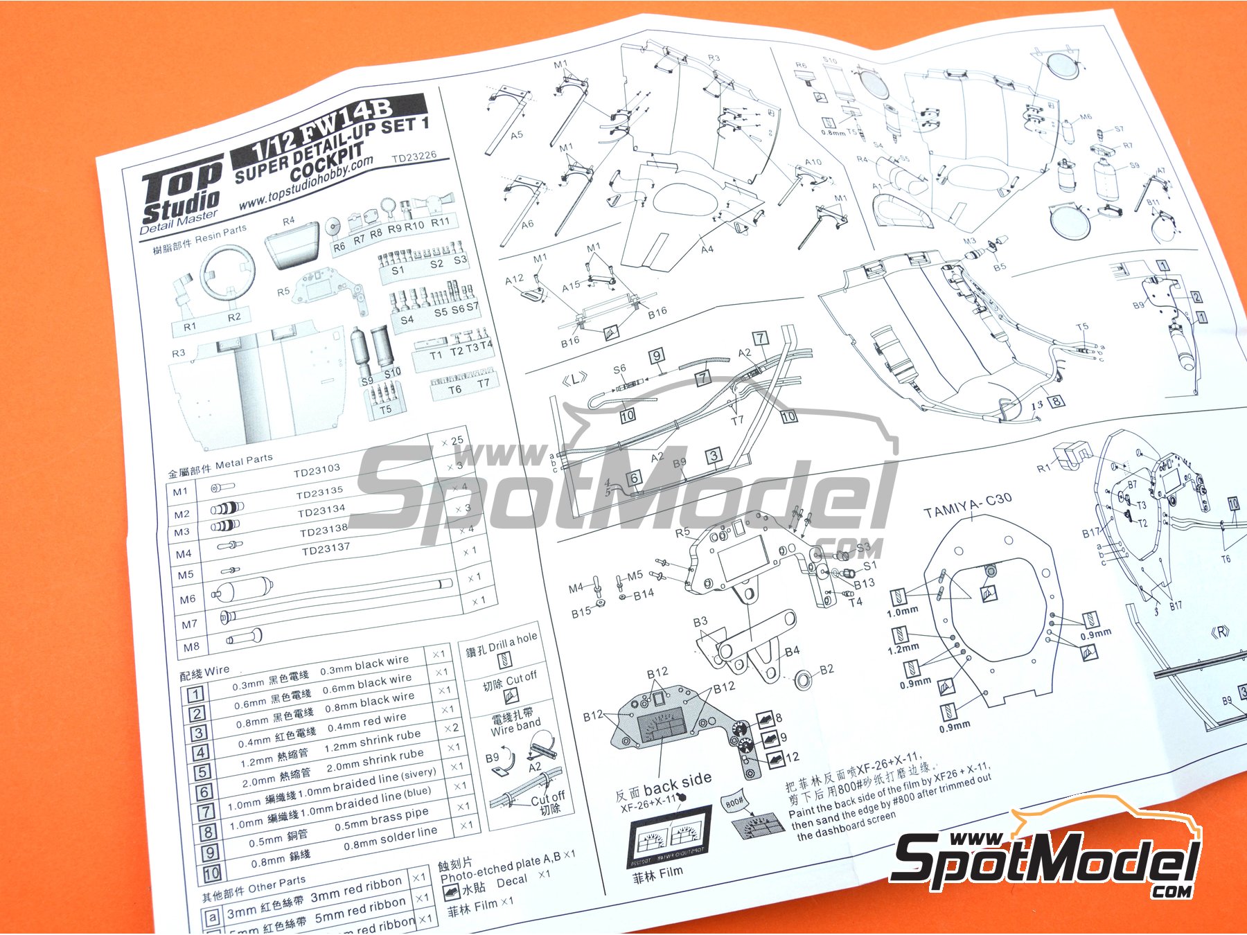 Image 13: Williams Renault FW14B | Set de mejora y detallado en escala 1/12 fabricado por Top Studio (ref. TD23226)