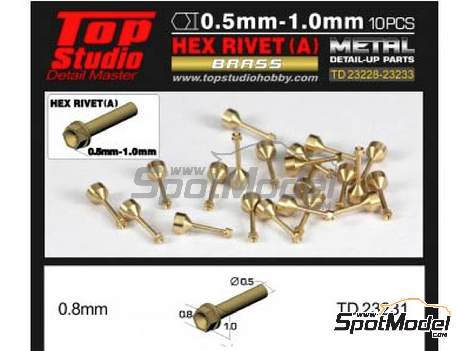 Image 1: Tornillo cabeza hexagonal de 0.8 mm - Lat&oacute;n | Tuercas fabricado por Top Studio (ref.&nbsp;TD23231, tambien 2000129294548)