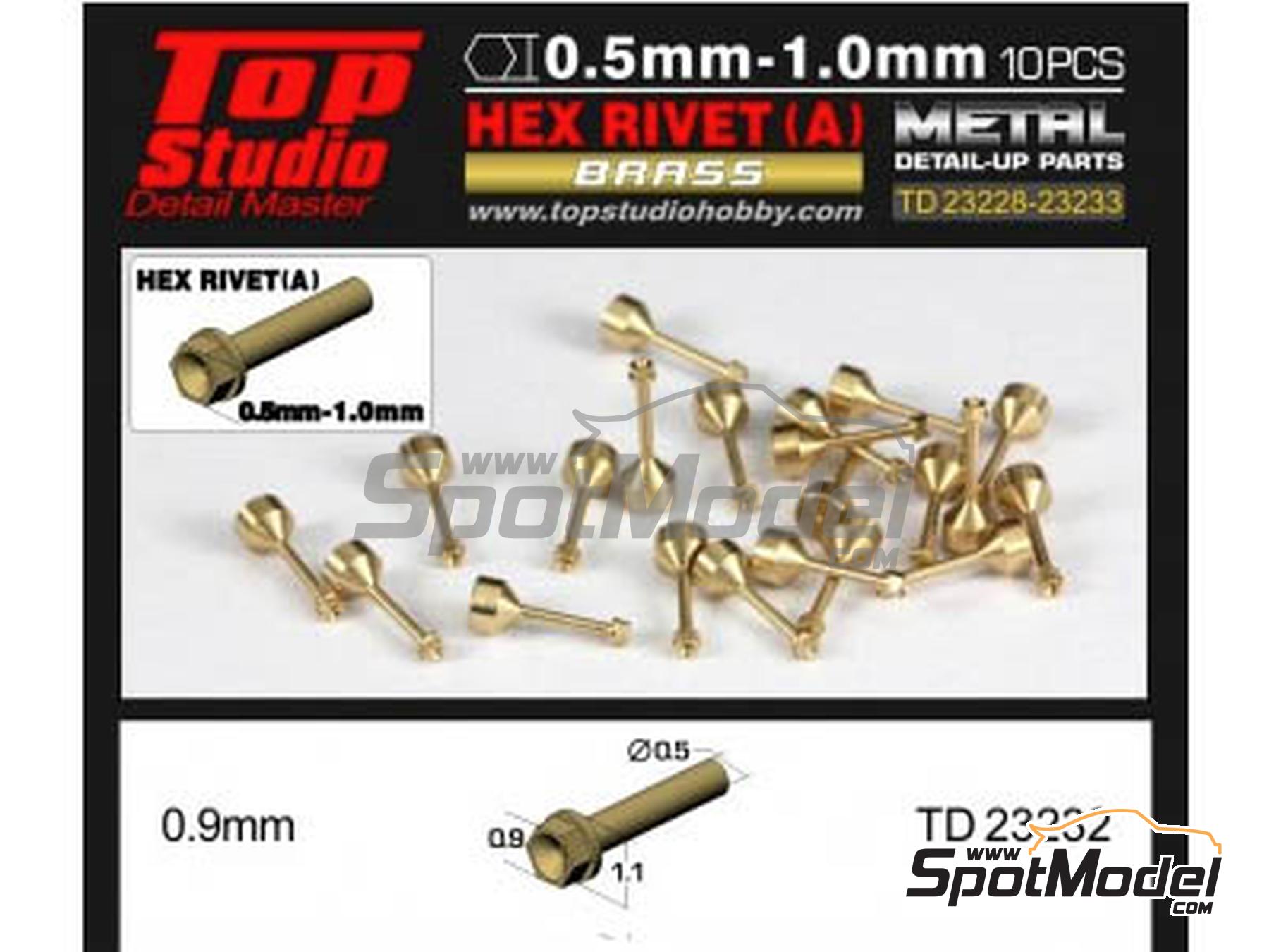 Image 1: Tornillo cabeza hexagonal de 0.9 mm - Lat&oacute;n | Tuercas fabricado por Top Studio (ref.&nbsp;TD23232, tambien 2000129294555)