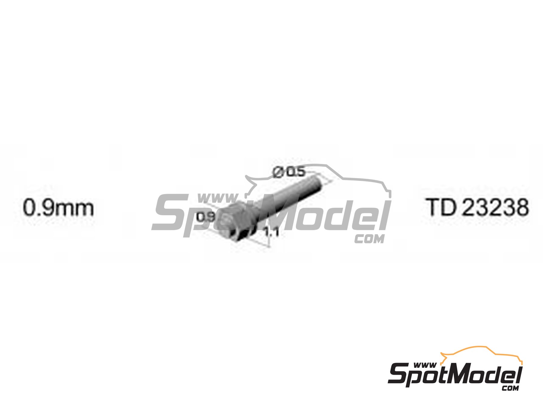 Image 1: Hex nut with bolt 0.9mm | Nuts manufactured by Top Studio (ref.&nbsp;TD23238)