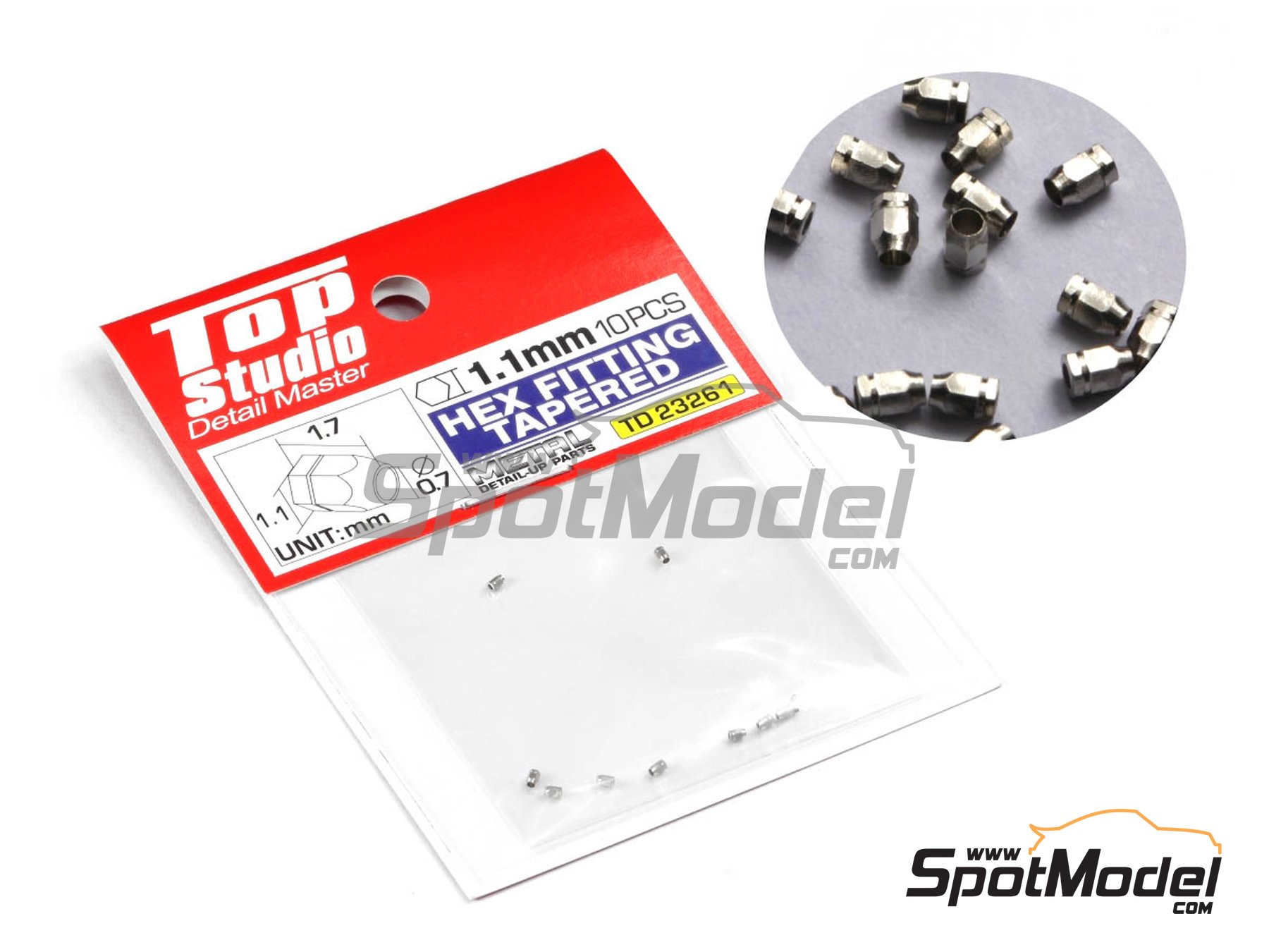 Image 1: Hex fitting tapered 1.1mm for hydraulic pipe joints | Nuts manufactured by Top Studio (ref.&nbsp;TD23261)