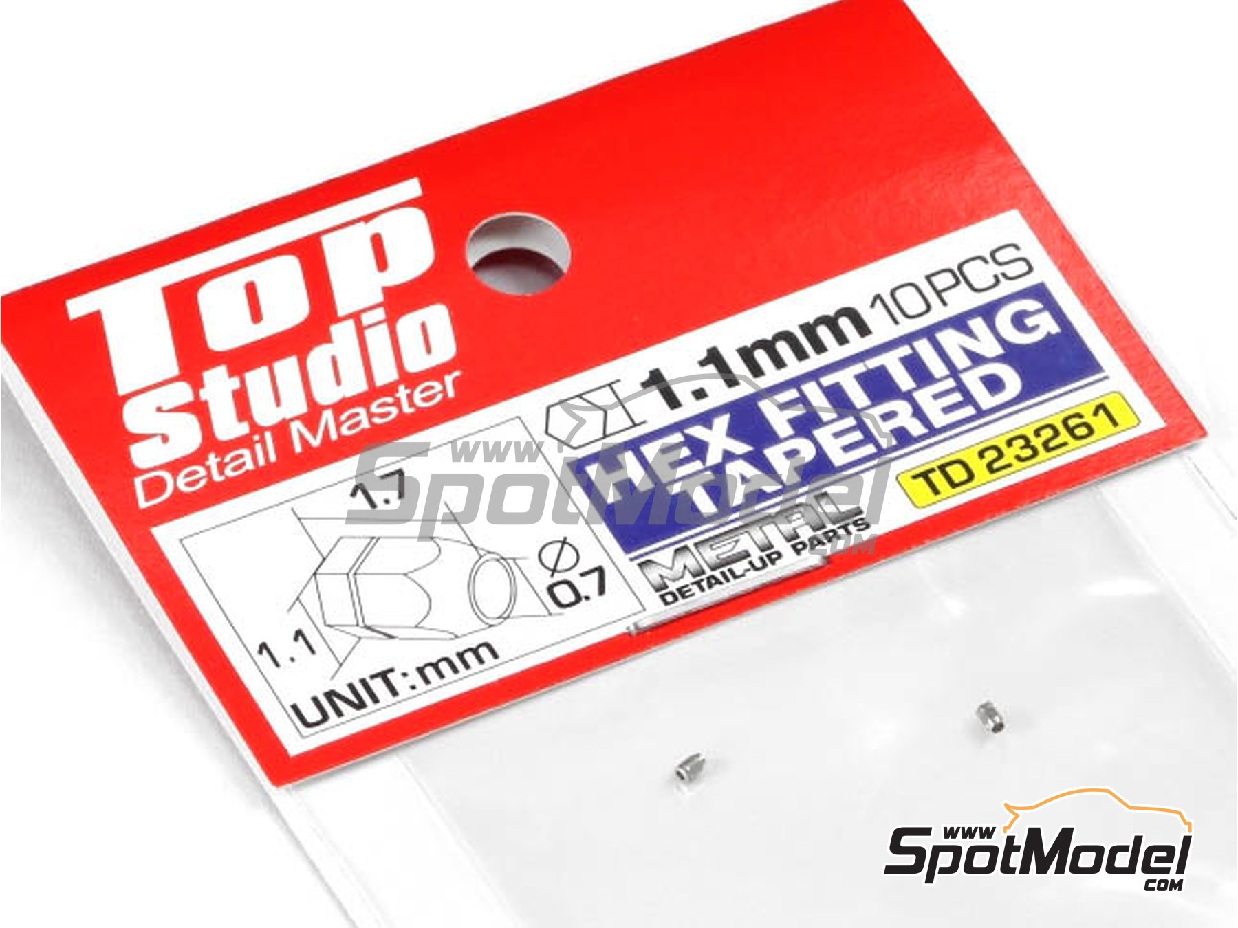 Image 2: Hex fitting tapered 1.1mm for hydraulic pipe joints | Nuts manufactured by Top Studio (ref.&nbsp;TD23261)