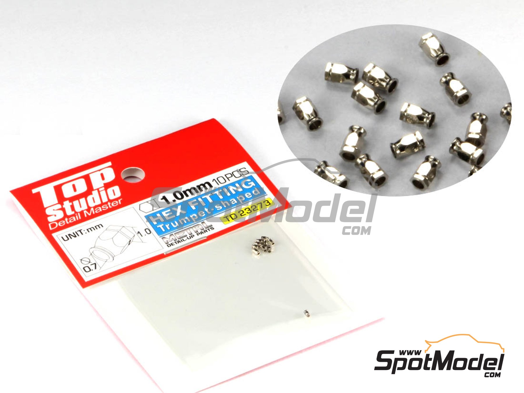 Image 1: Hex fitting trumpet shaped 1.0mm for hydraulic pipes | Nuts manufactured by Top Studio (ref.&nbsp;TD23273)