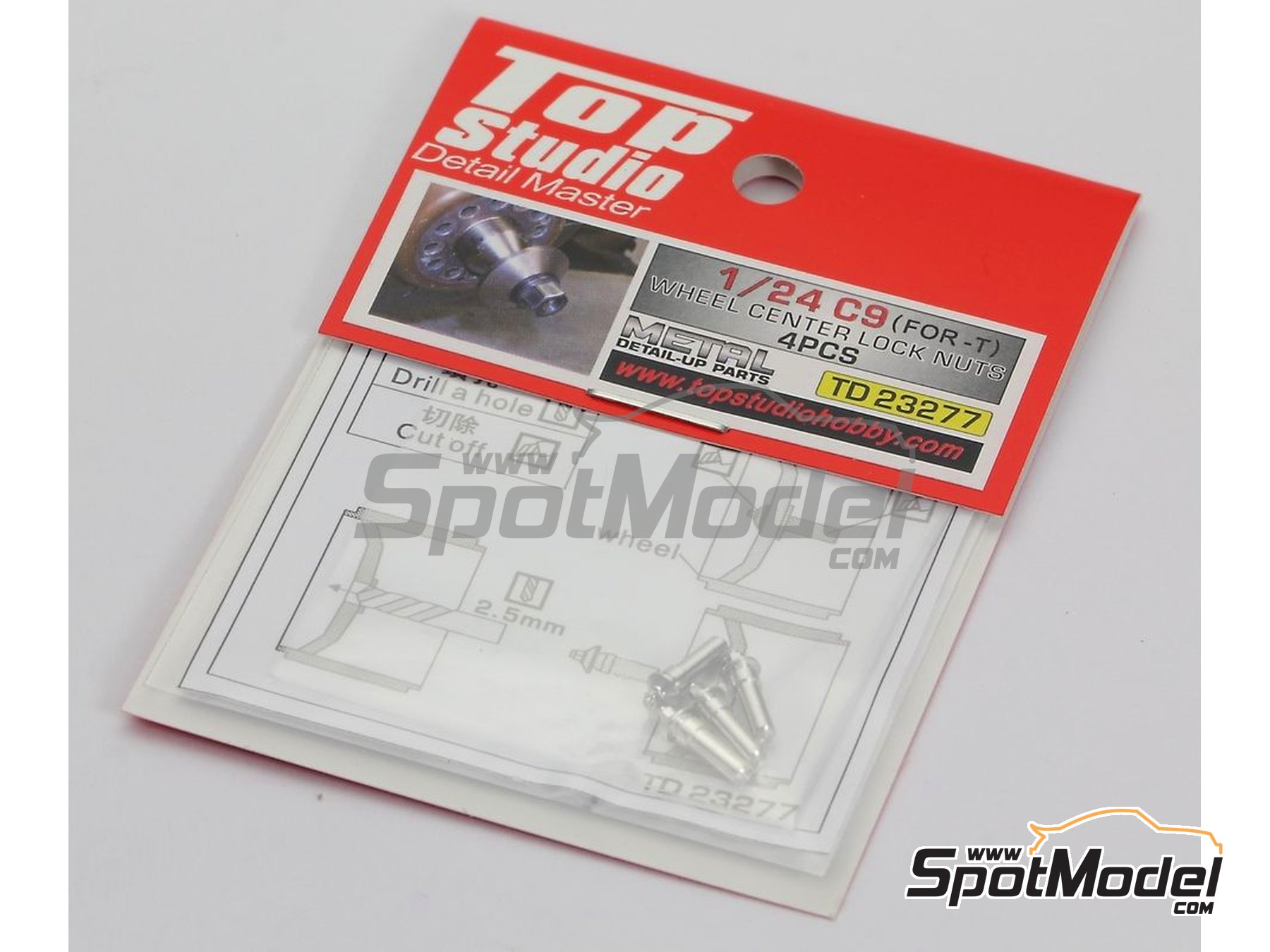 Image 3: Mercedes Sauber C9 Wheel Center Lock Nuts | Nuts in 1/24 scale manufactured by Top Studio (ref. TD23277)