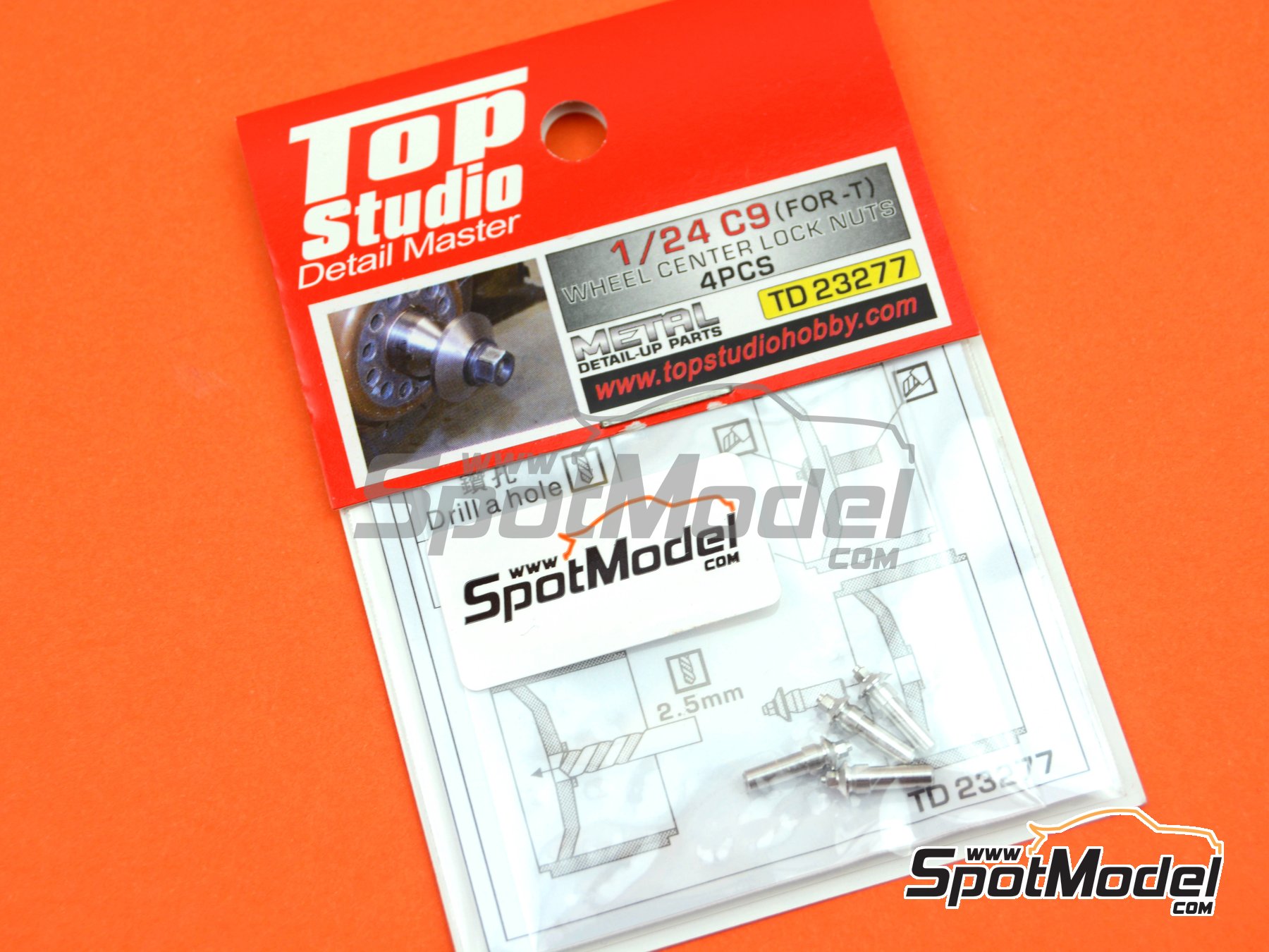 Image 8: Mercedes Sauber C9 Wheel Center Lock Nuts | Nuts in 1/24 scale manufactured by Top Studio (ref. TD23277)