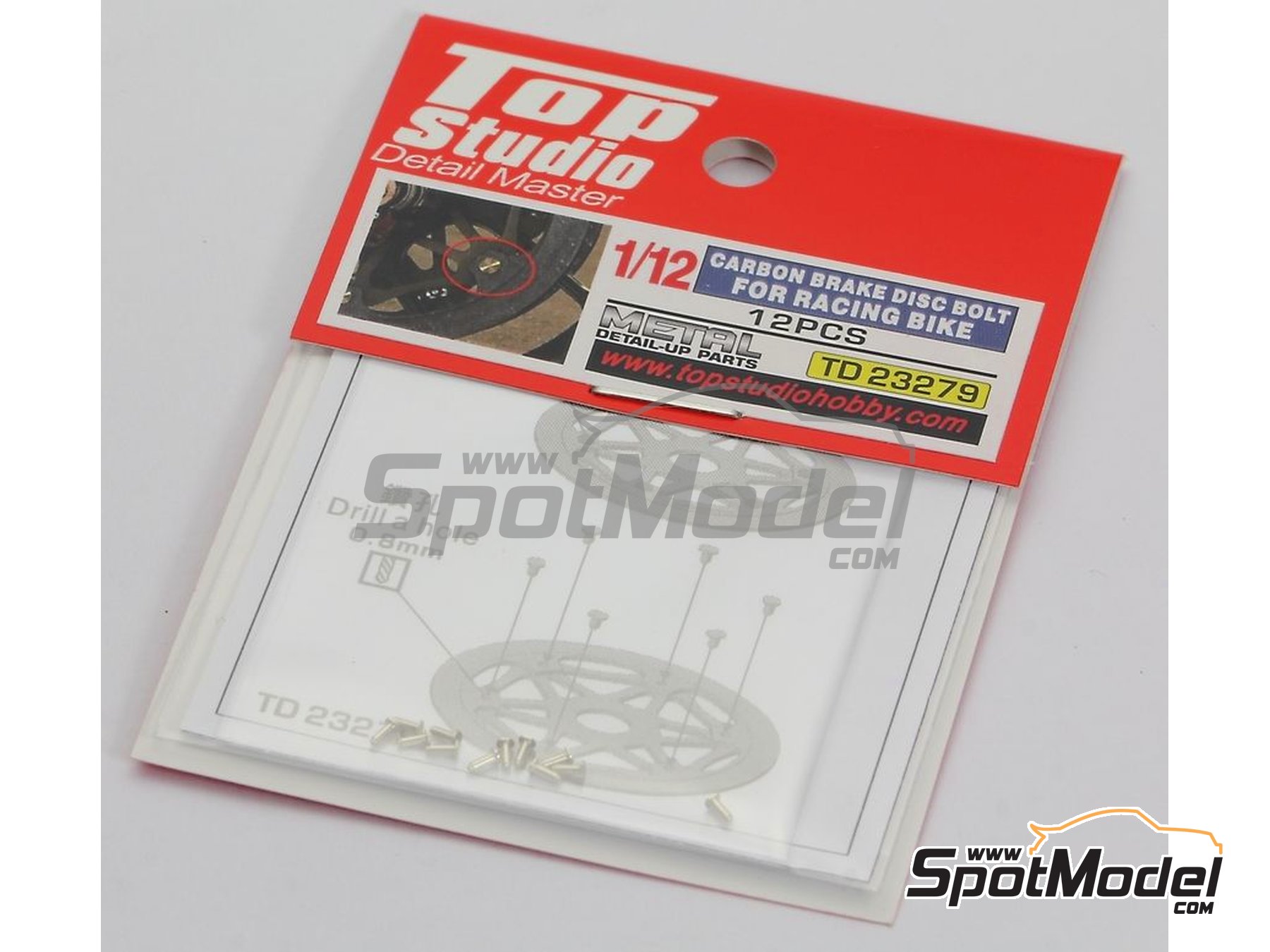 Image 2: Carbon Brake Disk Bolt for Racing Bike | Detail in 1/12 scale manufactured by Top Studio (ref.&nbsp;TD23279)