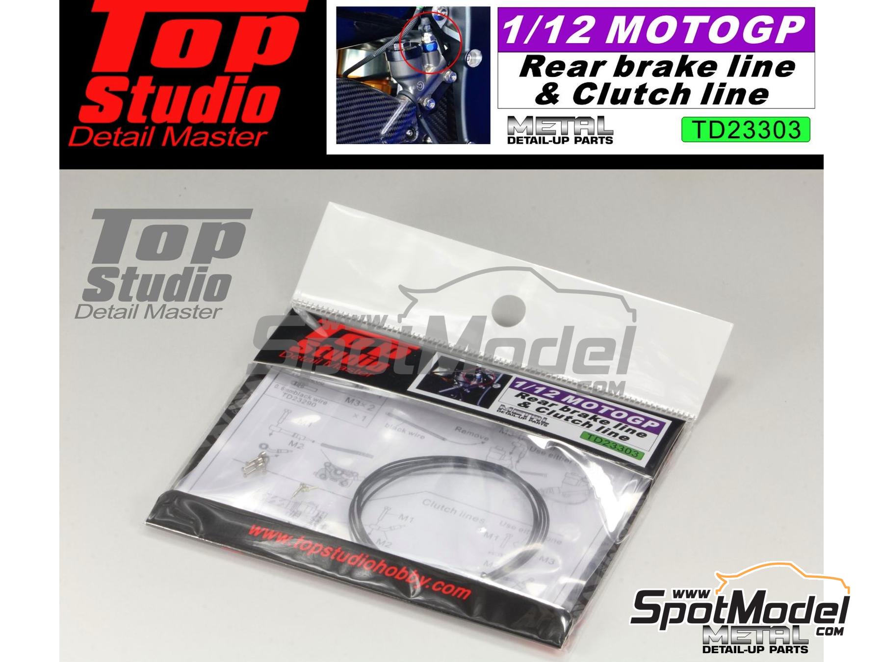 Image 1: Línea de freno trasero y línea de embrague de MotoGP | Detalle en escala 1/12 fabricado por Top Studio (ref. TD23303)