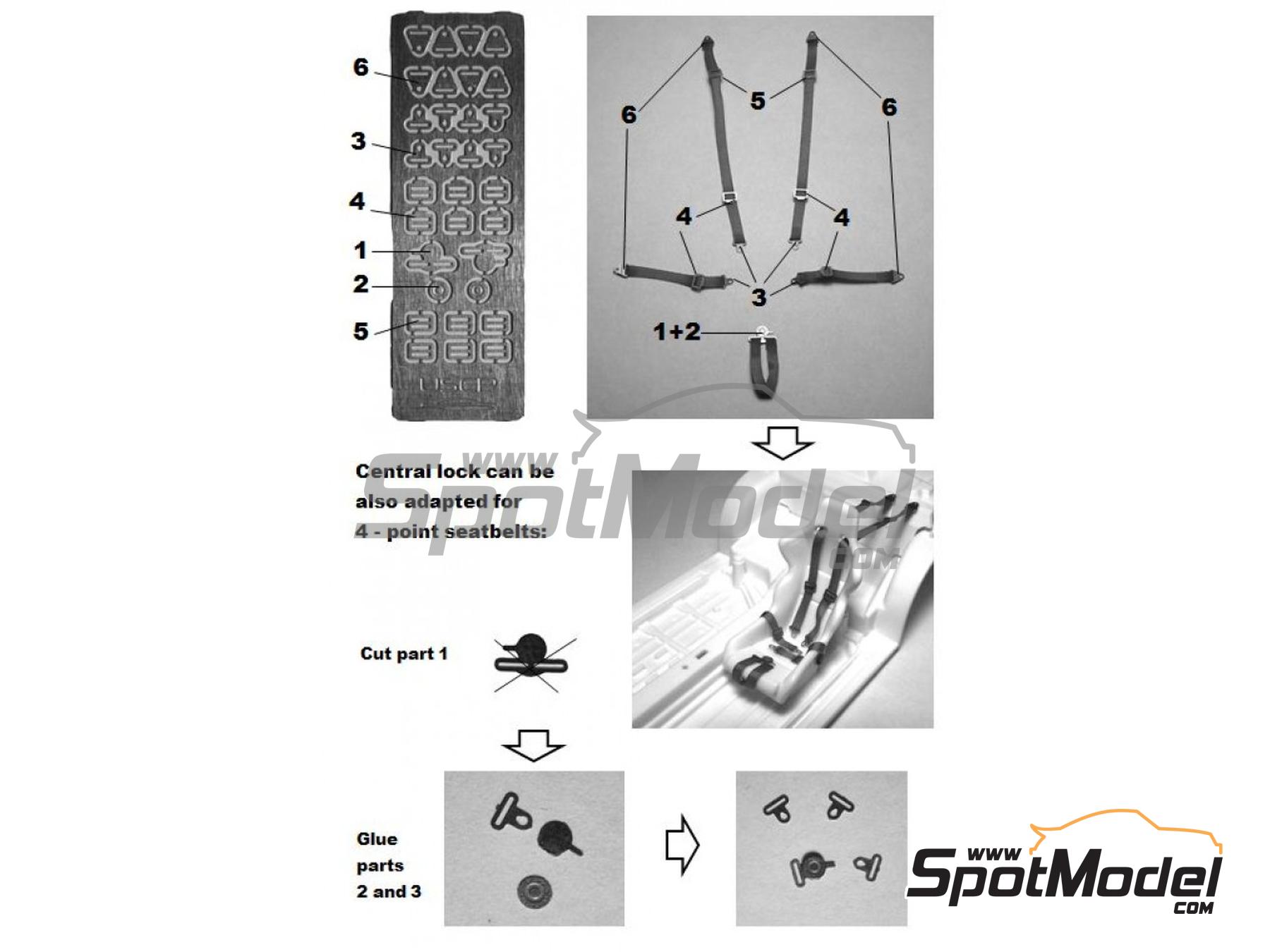 Image 1: Racing seatbelts - black | Seatbelts in 1/24 scale manufactured by USCP (ref.&nbsp;24A015)