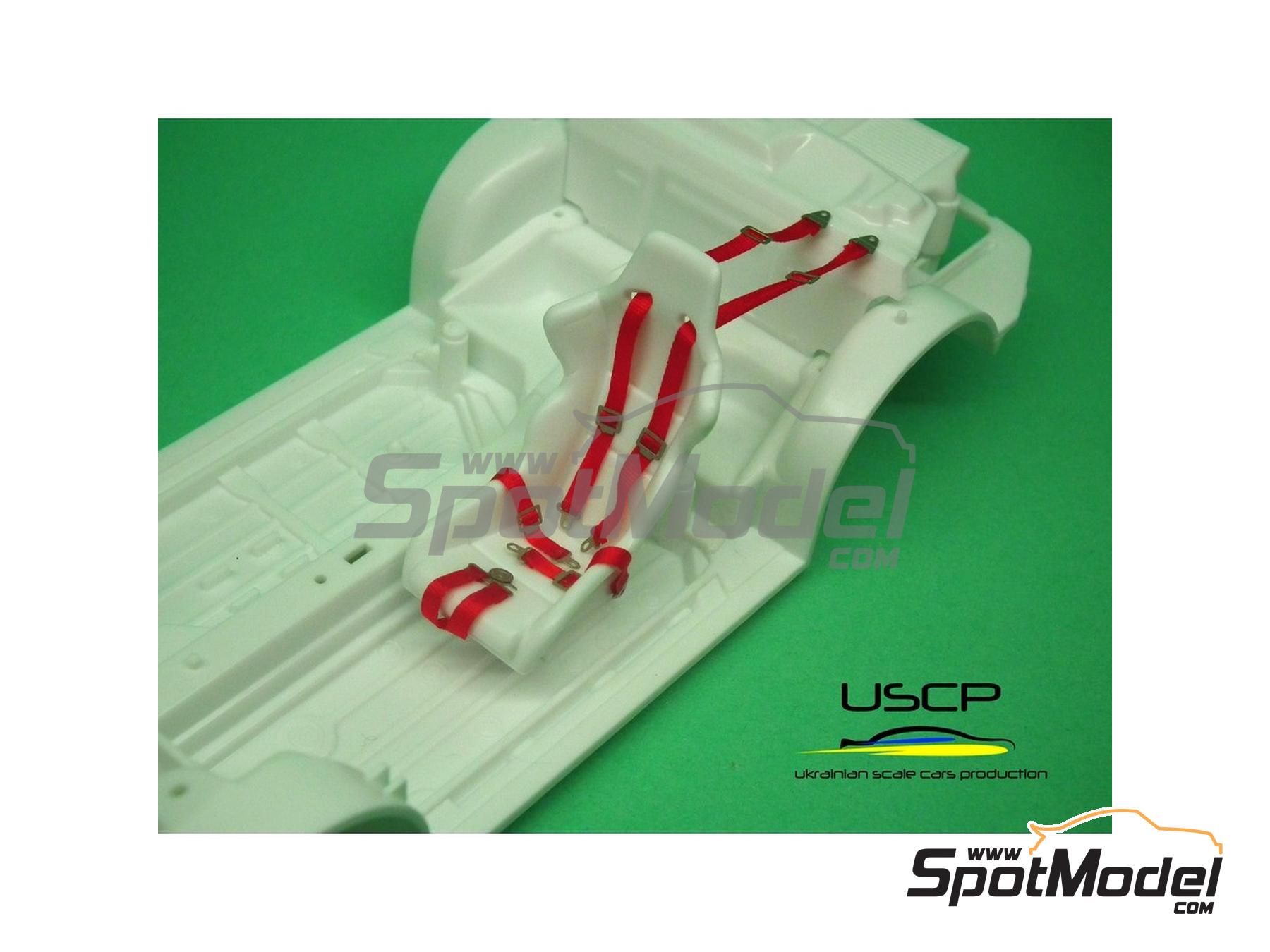 Image 2: Red racing seatbelts | Seatbelts in 1/24 scale manufactured by USCP (ref.&nbsp;24A016)