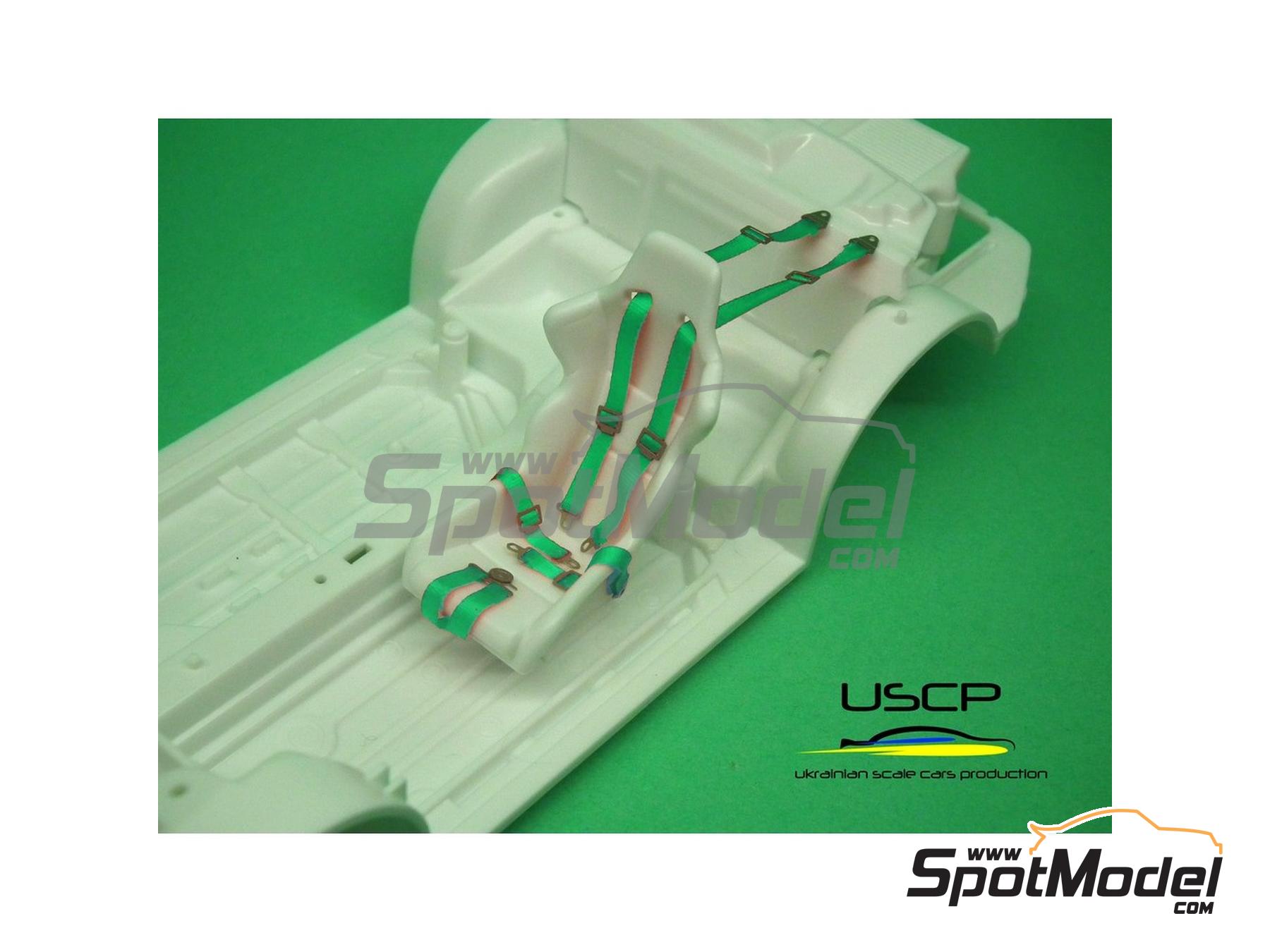Image 1: Green racing seatbelts | Seatbelts in 1/24 scale manufactured by USCP (ref.&nbsp;24A018)