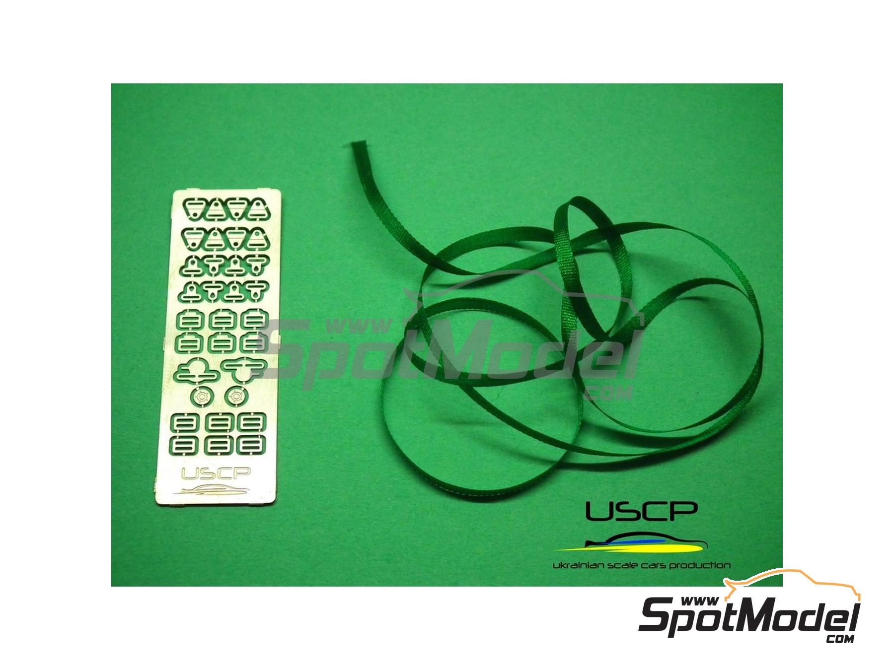 Image 2: Green racing seatbelts | Seatbelts in 1/24 scale manufactured by USCP (ref.&nbsp;24A018)