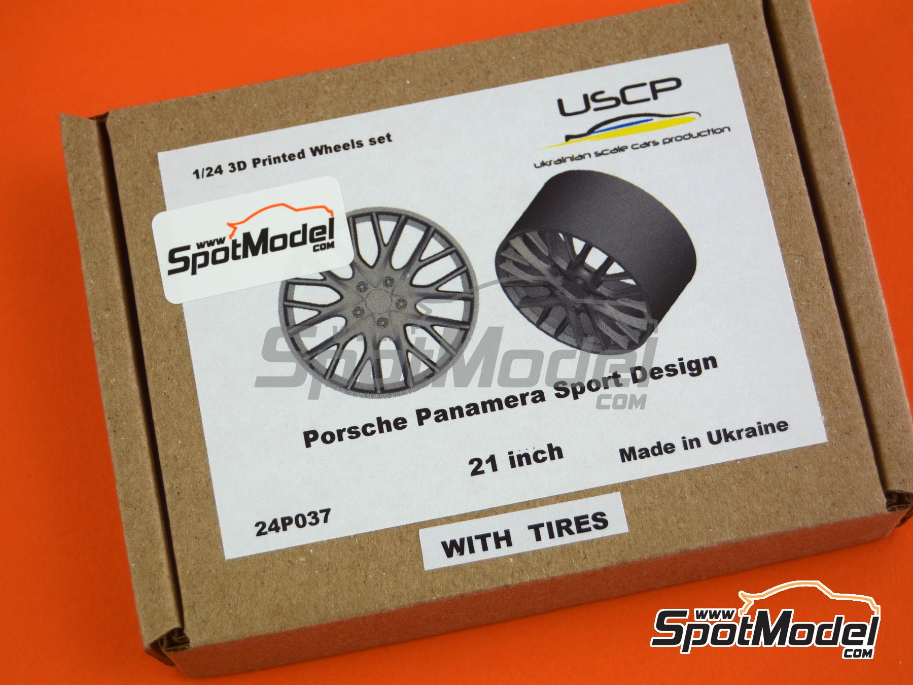 Image 6: Porsche Panamera Sport Design 21 pulgadas | Set de llantas y neum&aacute;ticos en escala&nbsp;1/24 fabricado por USCP (ref.&nbsp;24P037)
