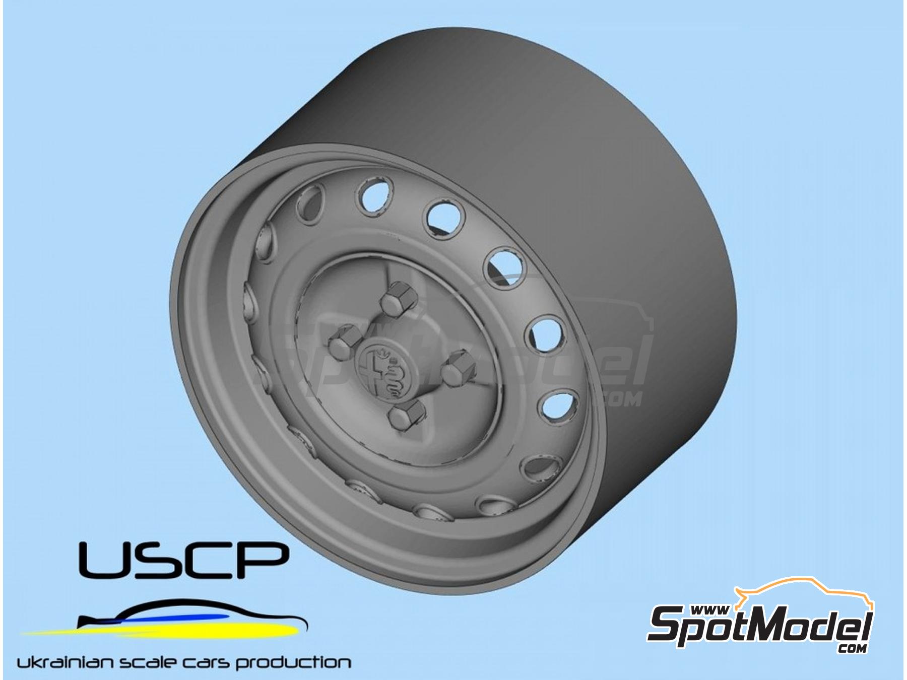 Image 4: Alfa Romeo steel rims 14 inch | Rims and tyres set in 1/24 scale manufactured by USCP (ref.&nbsp;24P166)