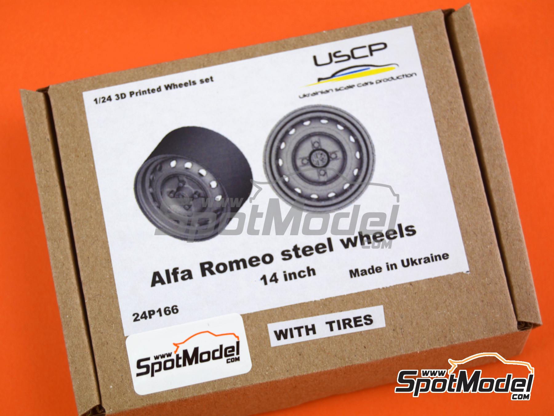 Image 6: Alfa Romeo steel rims 14 inch | Rims and tyres set in 1/24 scale manufactured by USCP (ref.&nbsp;24P166)
