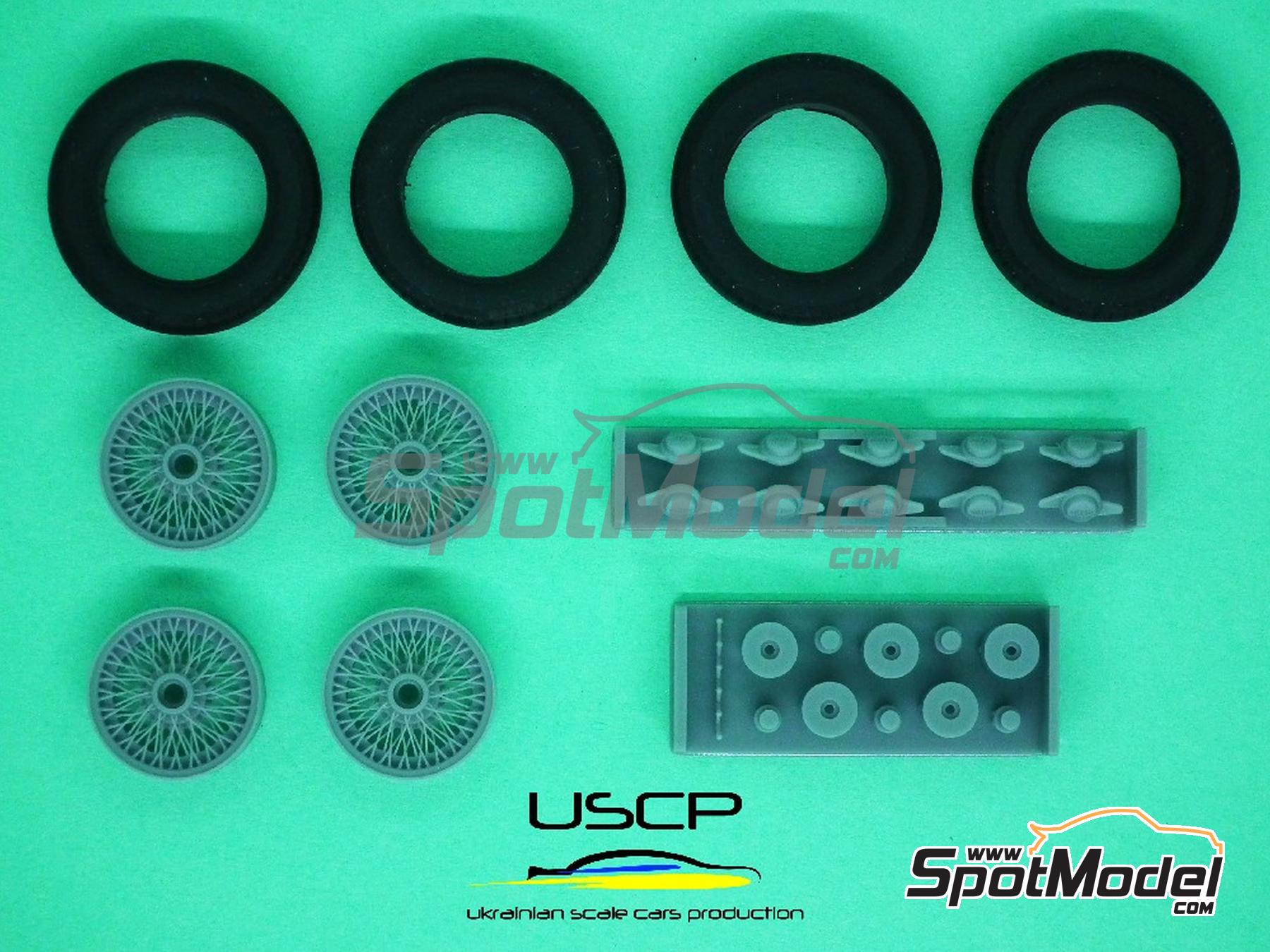 Image 3: Jaguar E-type Llantas de radios y neumáticos de 15 pulgadas | Set de llantas y neumáticos en escala 1/24 fabricado por USCP (ref. 24P171)