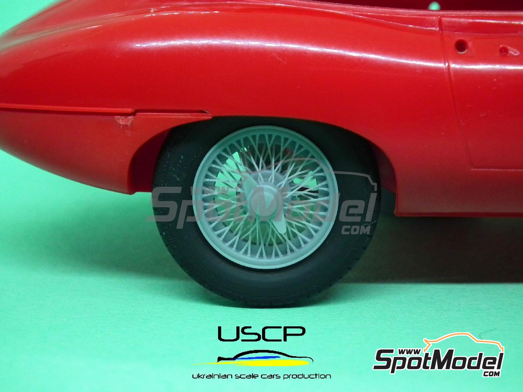 Image 10: Jaguar E-type Llantas de radios y neumáticos de 15 pulgadas | Set de llantas y neumáticos en escala 1/24 fabricado por USCP (ref. 24P171)