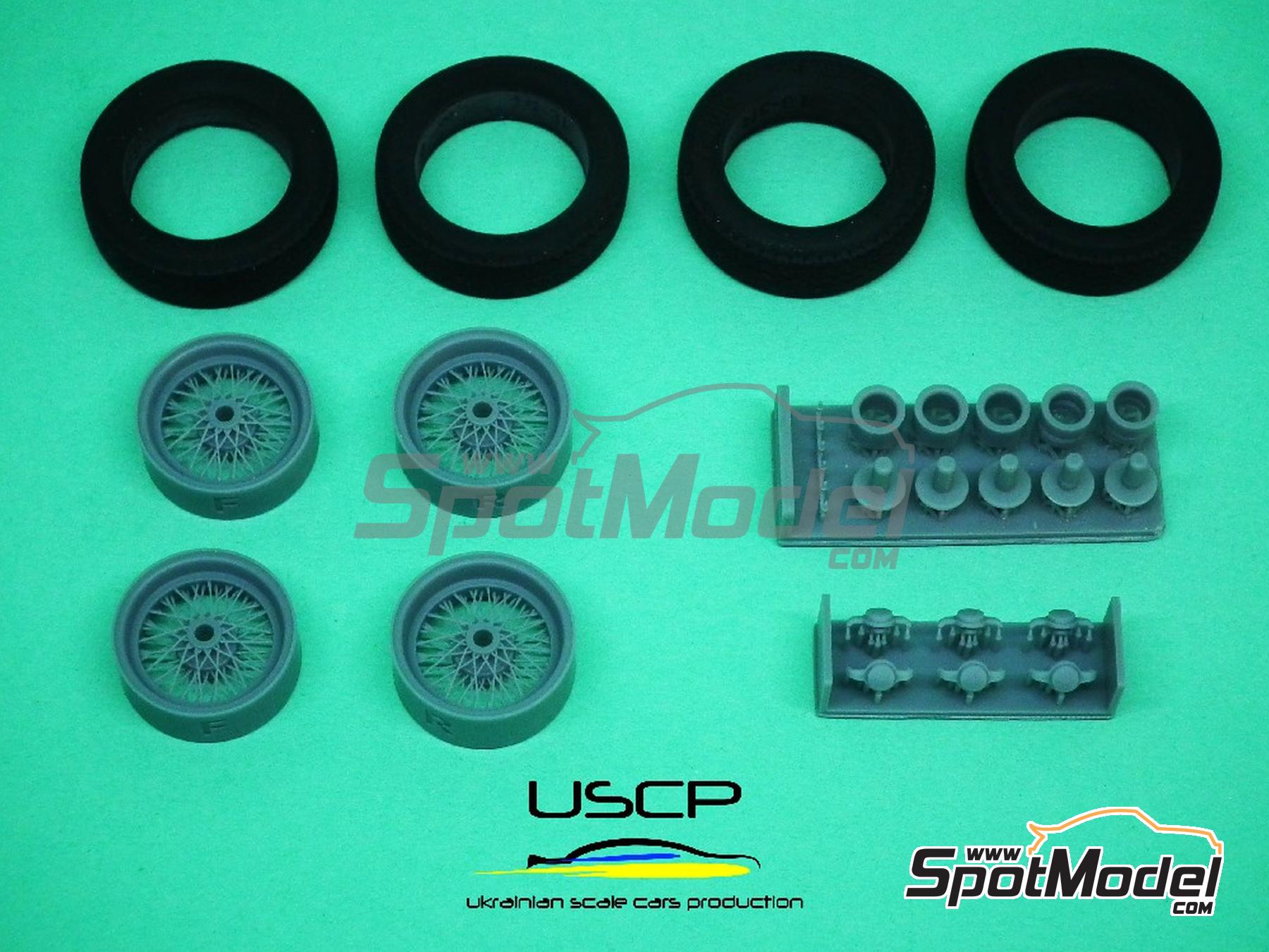 Image 2: Ferrari 250 Testa Rossa Wire rims and tires 16 inches | Rims and tyres set in 1/24 scale manufactured by USCP (ref.&nbsp;24P175)