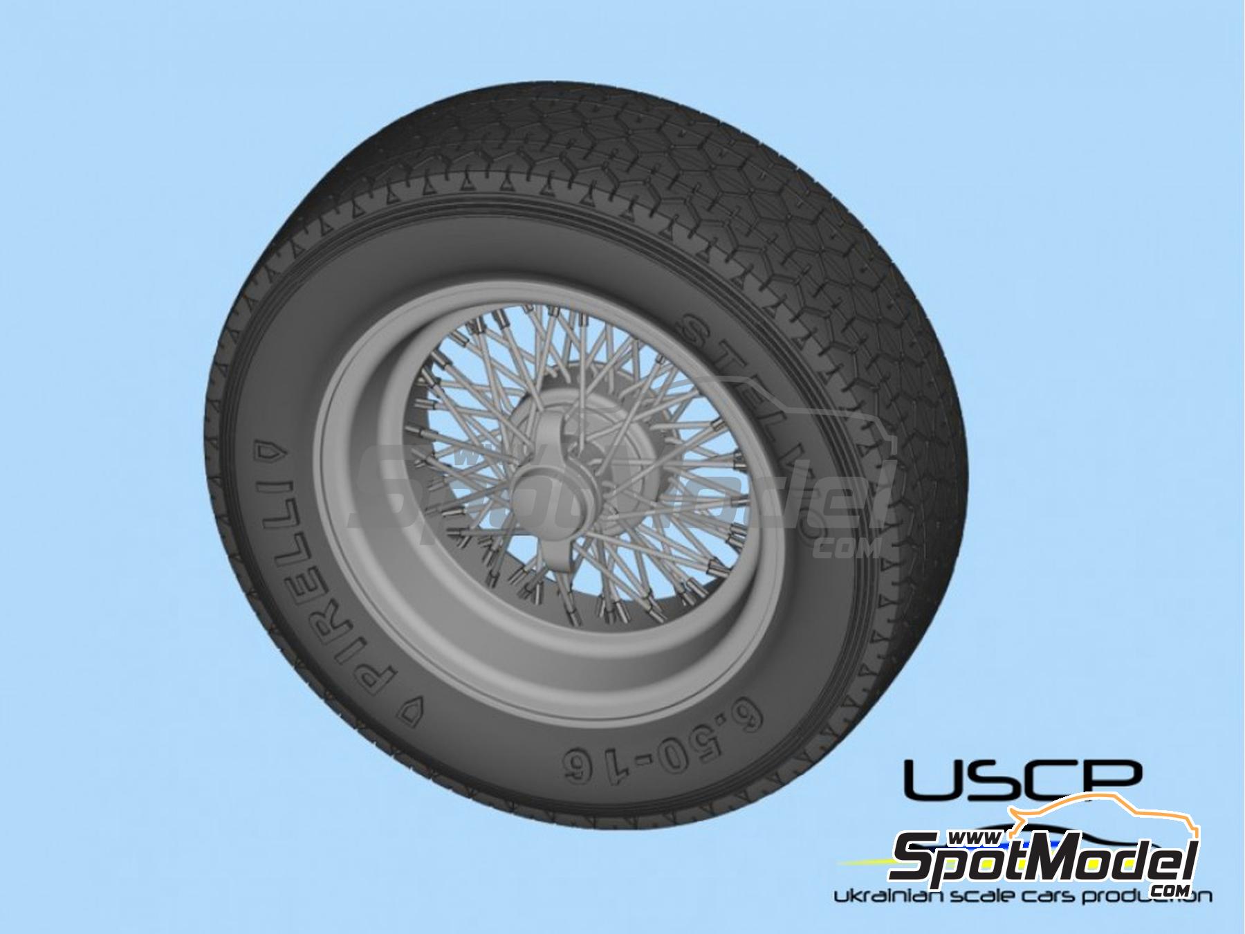 Image 6: Ferrari 250 Testa Rossa Wire rims and tires 16 inches | Rims and tyres set in 1/24 scale manufactured by USCP (ref.&nbsp;24P175)