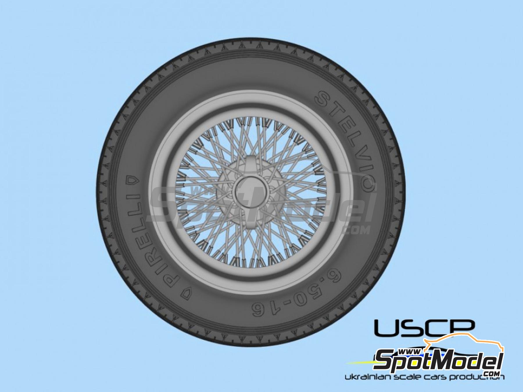 Image 7: Ferrari 250 Testa Rossa Wire rims and tires 16 inches | Rims and tyres set in 1/24 scale manufactured by USCP (ref.&nbsp;24P175)