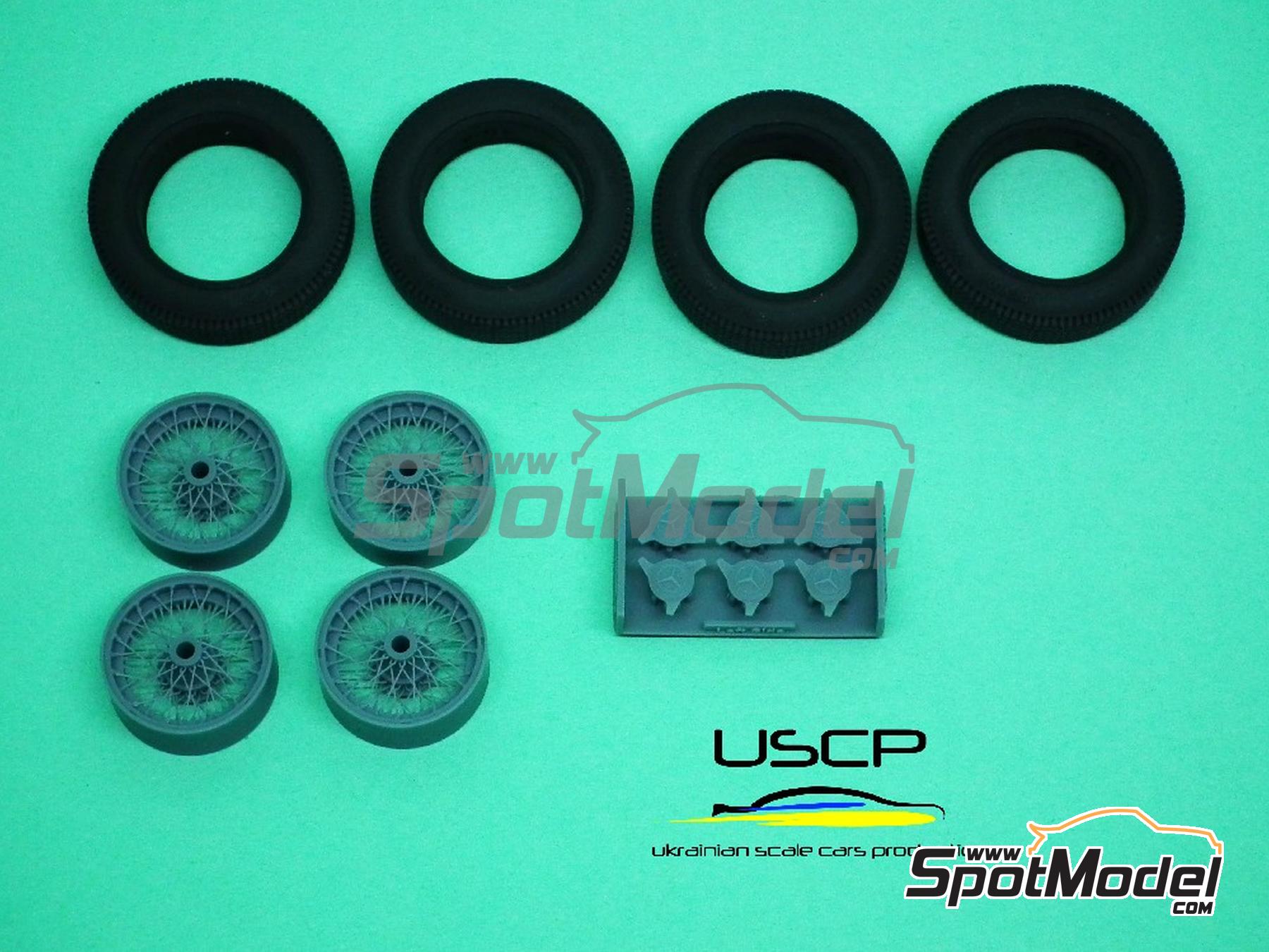 Image 2: Llantas de radios y neum&aacute;ticos 16 pulgadas para Mercedes 300 SLR | Set de llantas y neum&aacute;ticos en escala&nbsp;1/24 fabricado por USCP (ref.&nbsp;24P179)