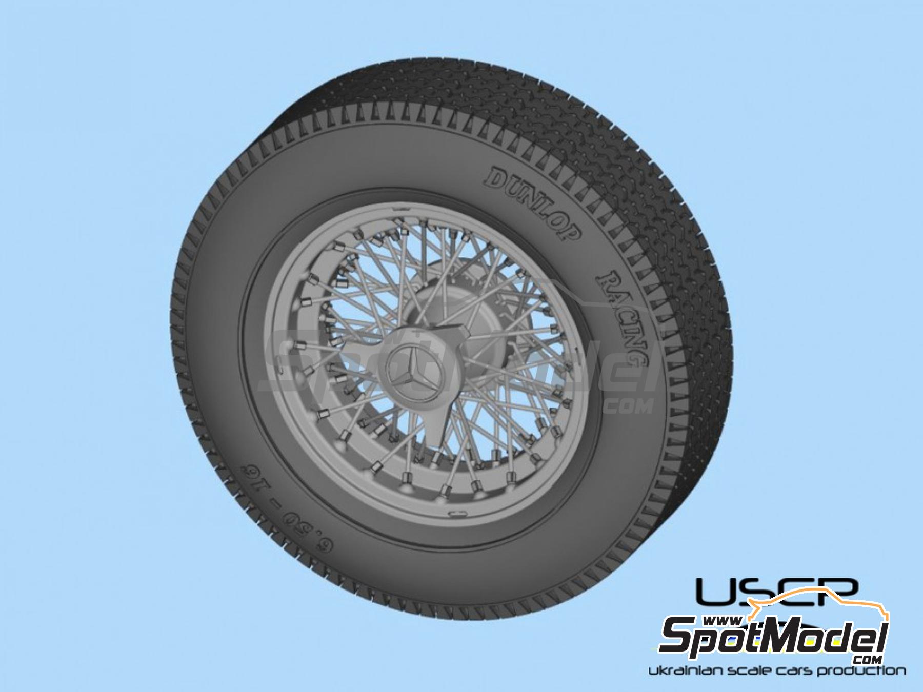 Image 3: Llantas de radios y neum&aacute;ticos 16 pulgadas para Mercedes 300 SLR | Set de llantas y neum&aacute;ticos en escala&nbsp;1/24 fabricado por USCP (ref.&nbsp;24P179)