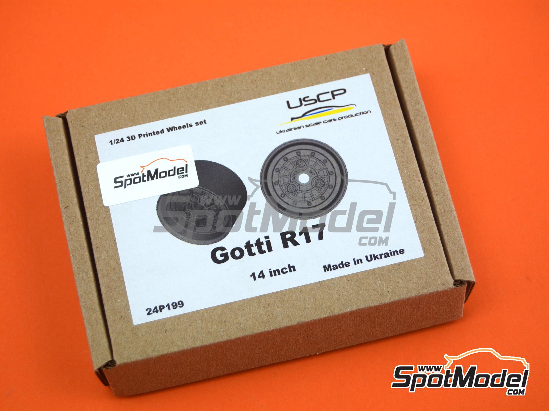 USCP 24P199: Rims and tyres set 1/24 scale - Gotti R17 14 inches - for ...