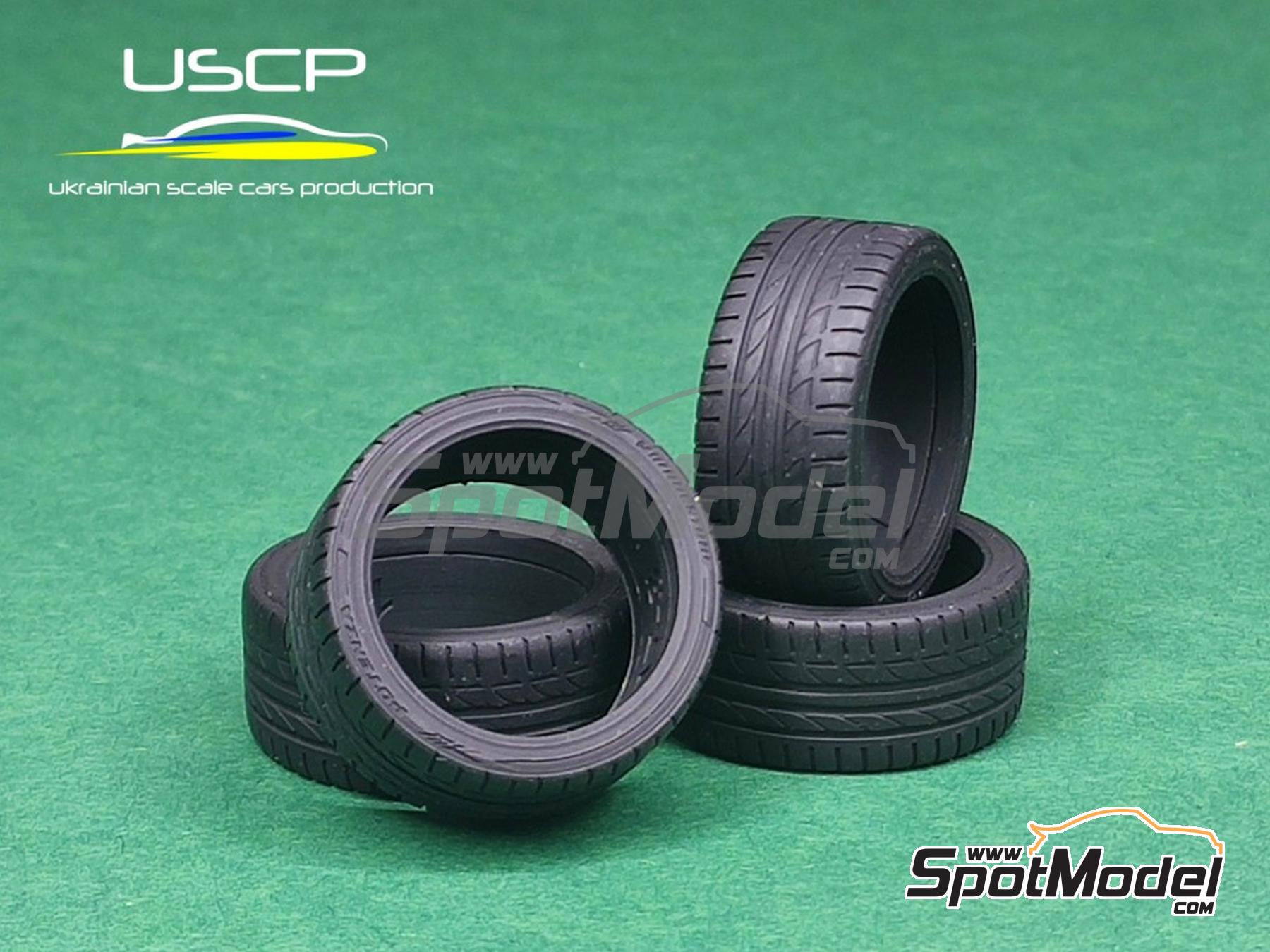Image 1: Brigestone Potenza 17 inch Normal Profile | Tyre set in 1/24 scale manufactured by USCP (ref.&nbsp;USCP-17-1, also 17-1)
