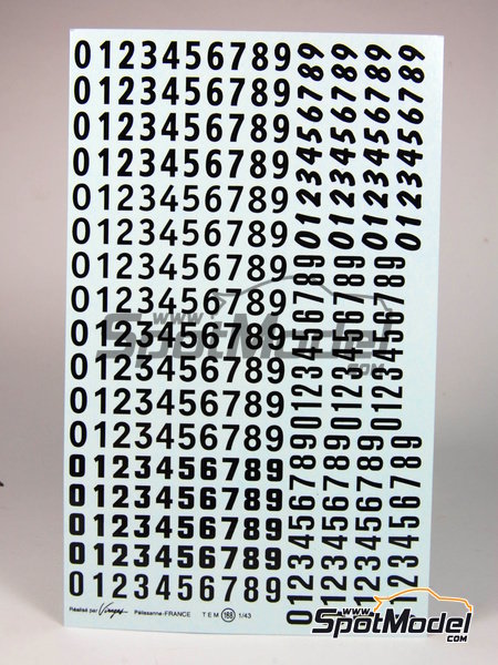 Letraset 1:32 Decals Black & White 5/8 Inch Number Set V36 Slot Car Numbers 