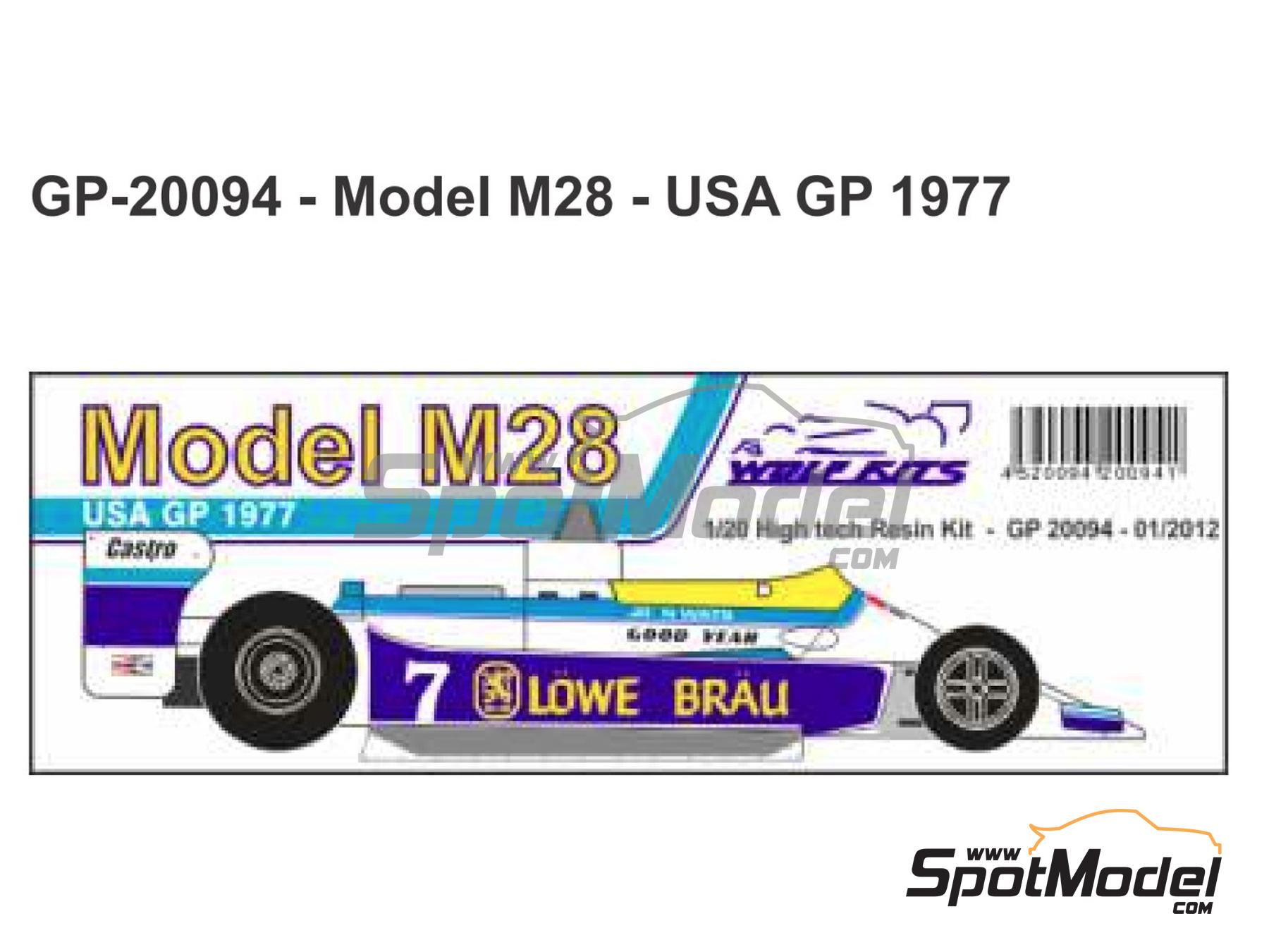 Image 1: McLaren Ford M28 sponsored by L&ouml;wenbr&auml;u - USA East Watkins Glen Grand Prix 1979 | Car scale model kit in 1/20 scale manufactured by Wolf Kits (ref.&nbsp;GP20094, also 4520094200941)