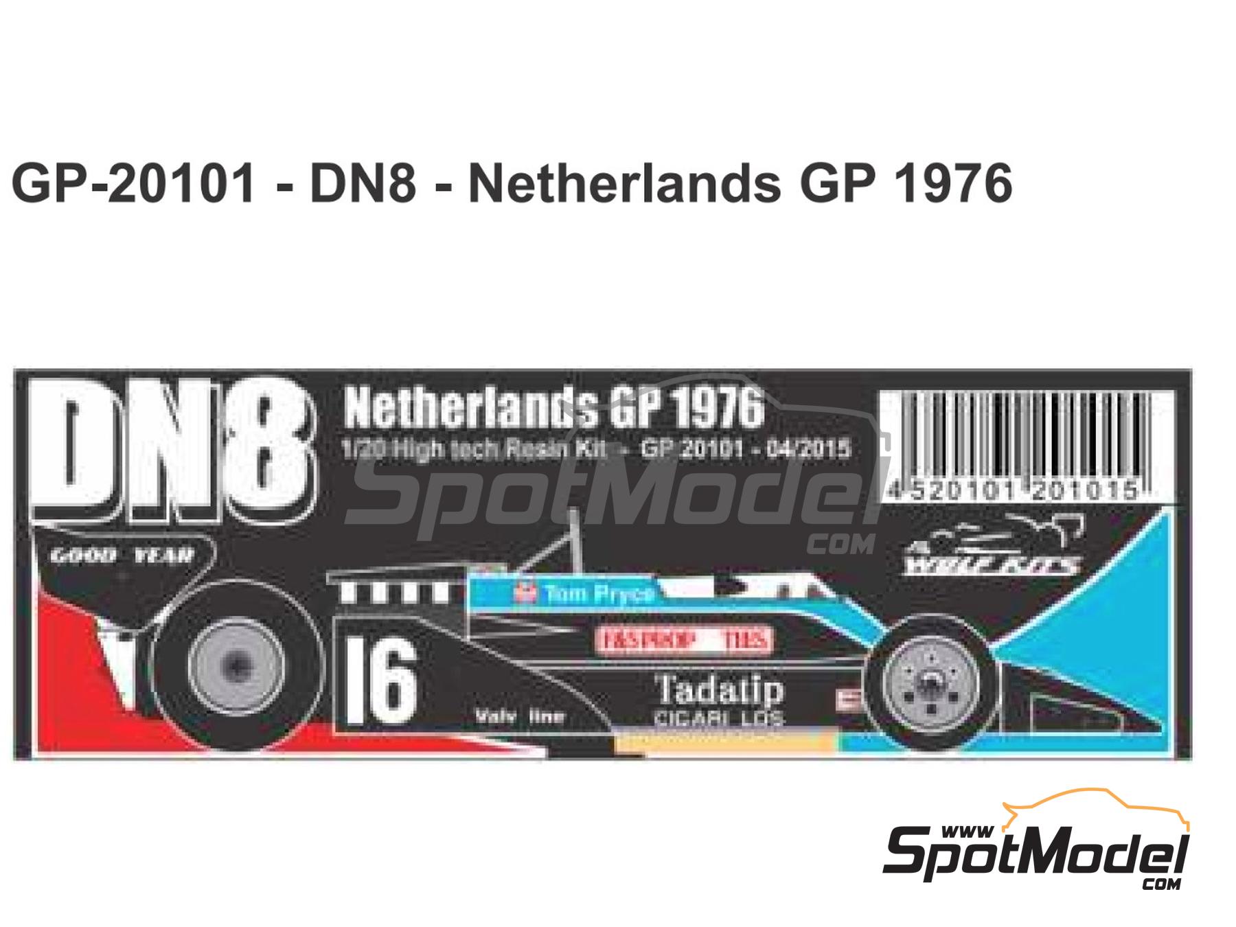 Image 1: Shadow Ford DN8 sponsored by Tabatip, F&S Properties - The Netherlands Formula 1 Grand Prix 1976 | Car scale model kit in 1/20 scale manufactured by Wolf Kits (ref.&nbsp;GP20101, also 4520101201015)