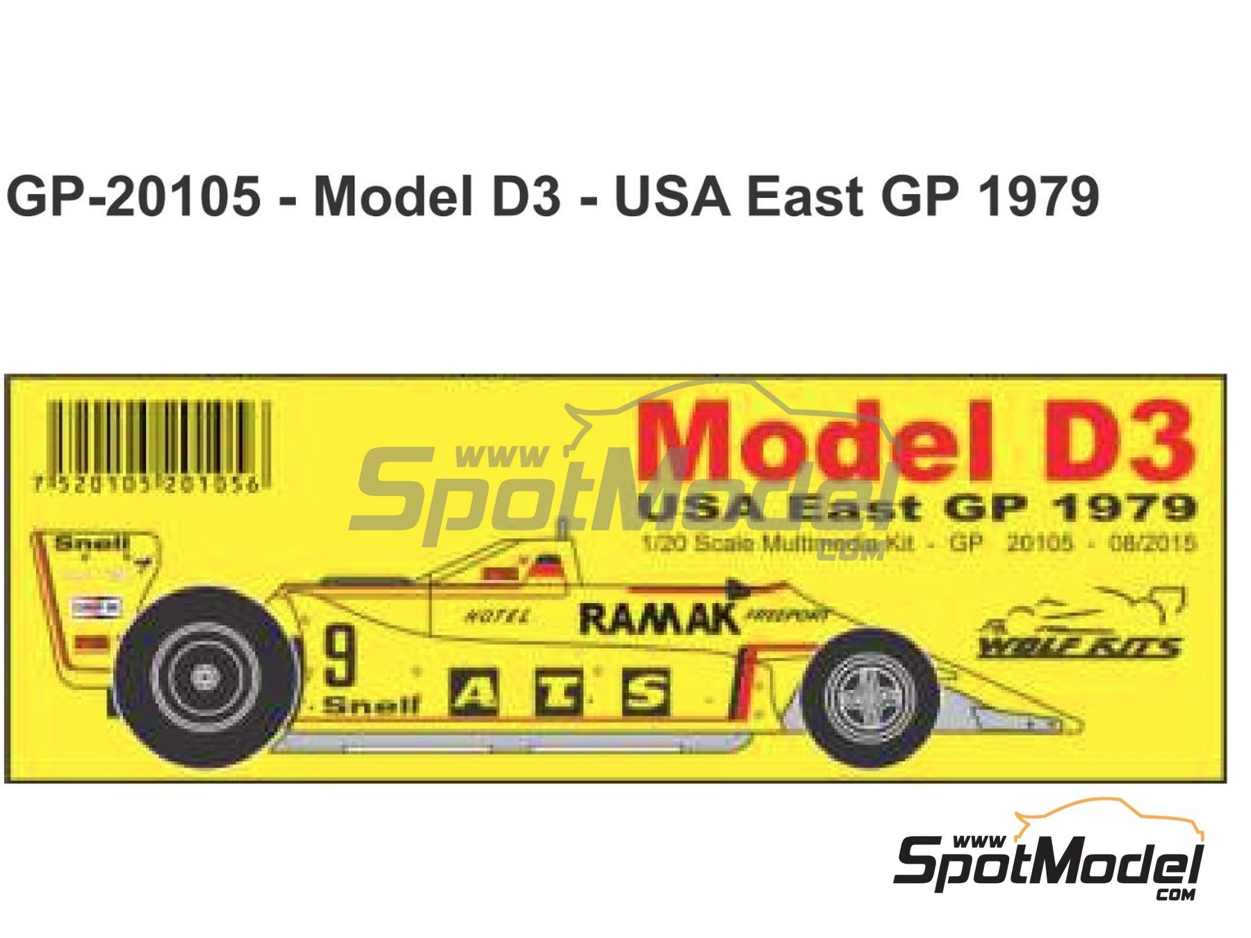 Image 1: ATS Ford D3 ATS Wheels Team sponsored by Arawak, Buler - USA East Watkins Glen Grand Prix 1979 | Car scale model kit in 1/20 scale manufactured by Wolf Kits (ref.&nbsp;GP20105, also 7520105201056)