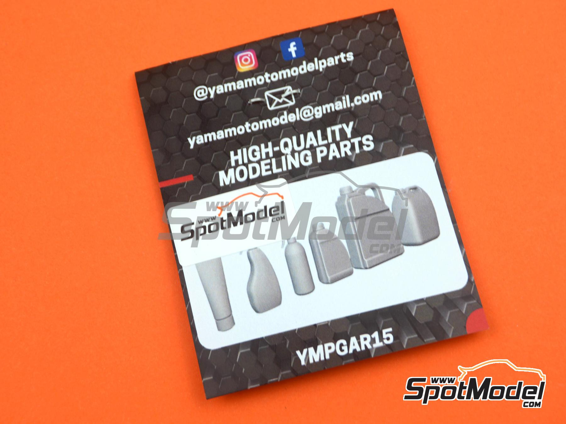 Image 2: Envases aceites y productos qu&iacute;micos de taller | Detalle en escala&nbsp;1/24 fabricado por Yamamoto Model Parts (ref.&nbsp;YMPGAR15)