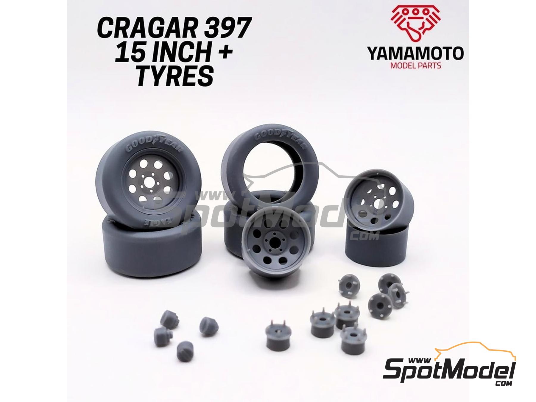 Image 2: Cragar 397 15 pulgadas | Set de llantas y neum&aacute;ticos en escala&nbsp;1/24 fabricado por Yamamoto Model Parts (ref.&nbsp;YMPRIM15)